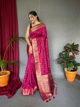 Load image into Gallery viewer, Udaan Soft Silk Multi Color Zari Woven Saree Dark Pink Clothsvilla