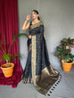Load image into Gallery viewer, Udaan Soft Silk Multi Color Zari Woven Saree Black Clothsvilla