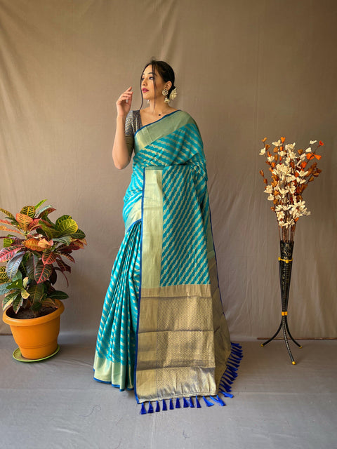 Patola Leheriya Woven Dusk Blue Clothsvilla Main image