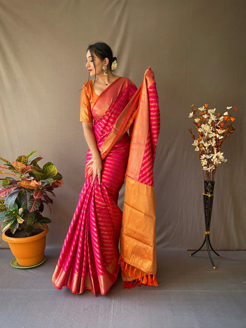 Patola Leheriya Woven Raspberry Pink Clothsvilla Main image