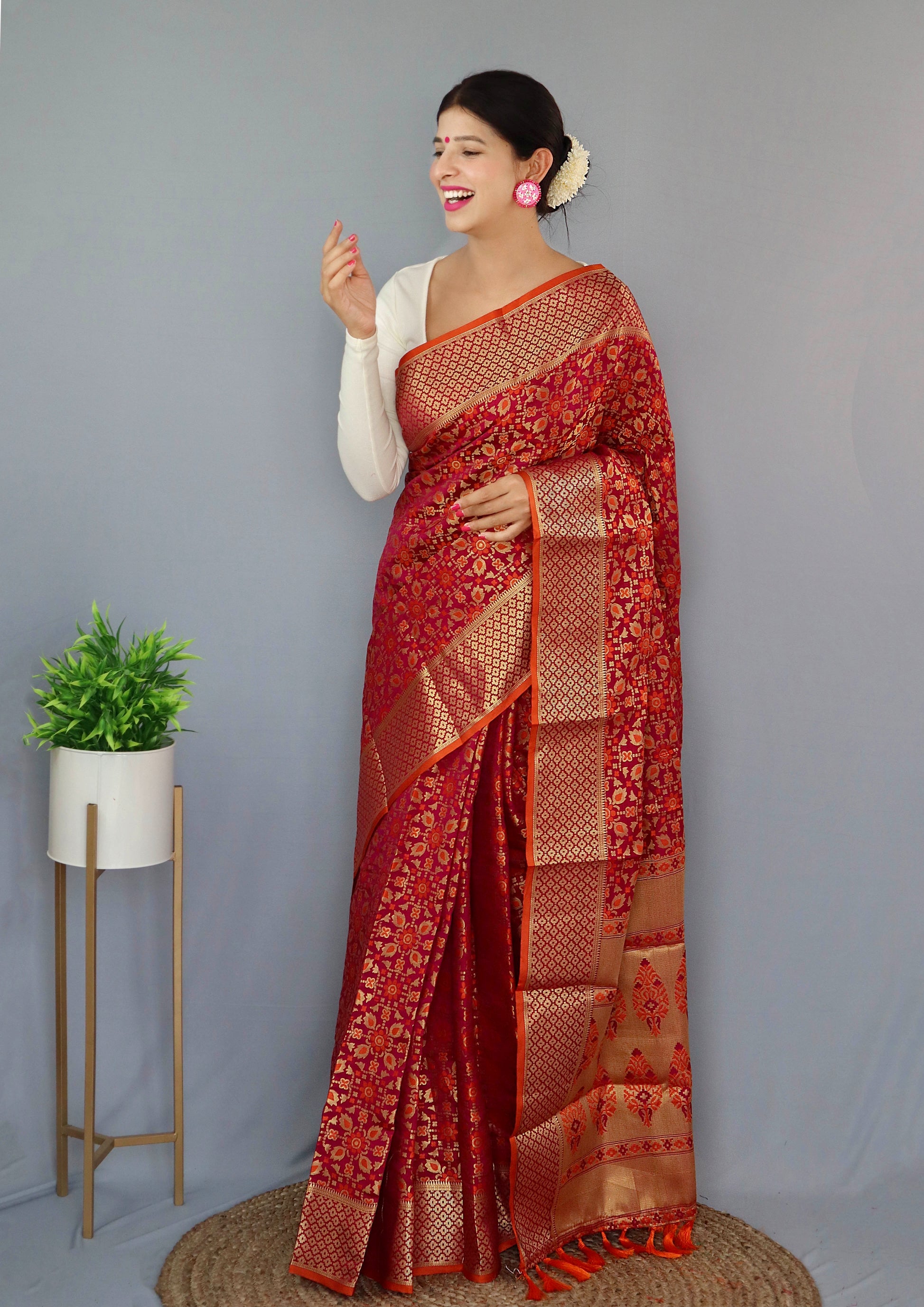 Rajkoti Patola Silk Wine Clothsvilla Main image