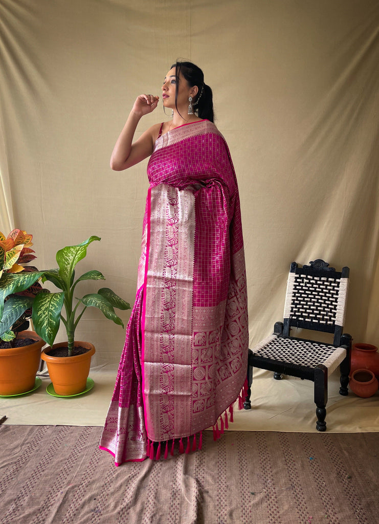 Pink Saree With Silver Embroidery – TheStylease.com