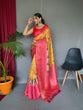 Load image into Gallery viewer, Gala Phool Kalamkari Printed Woven Saree Saffron Mango Clothsvilla