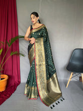 Load image into Gallery viewer, Bottle Green Saree in Aarohi Soft Silk Multi Color Zari Woven Clothsvilla