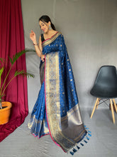 Load image into Gallery viewer, Dusk Blue Saree in Soft Silk Multi Color Zari Woven Clothsvilla
