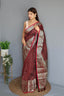 Soft Silk Woven Checks Brown Clothsvilla