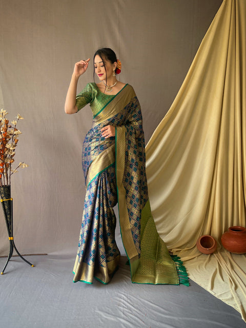 Patan Patola Woven Navy Blue Clothsvilla Main image