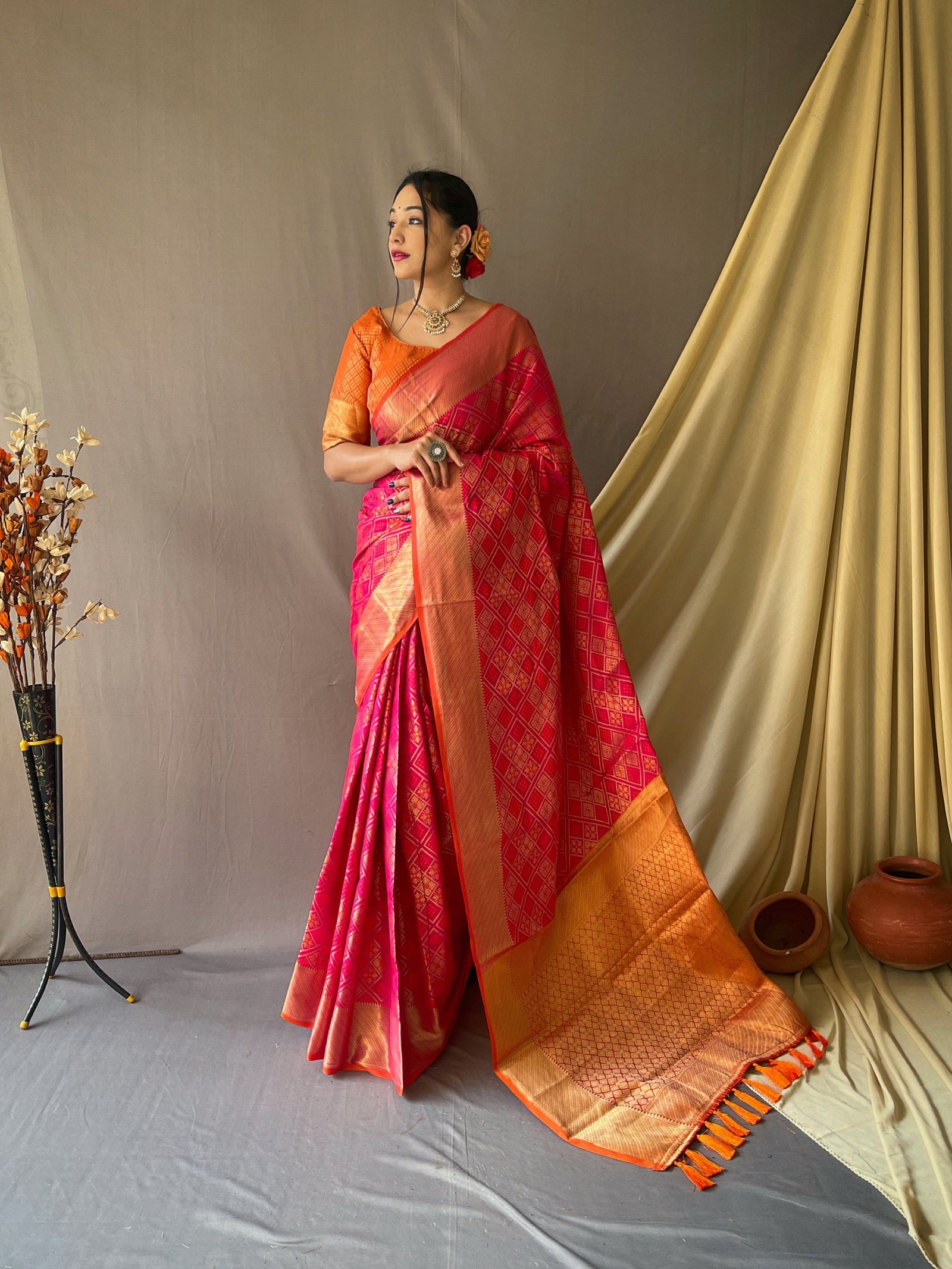 Patan Patola Woven Pink Clothsvilla