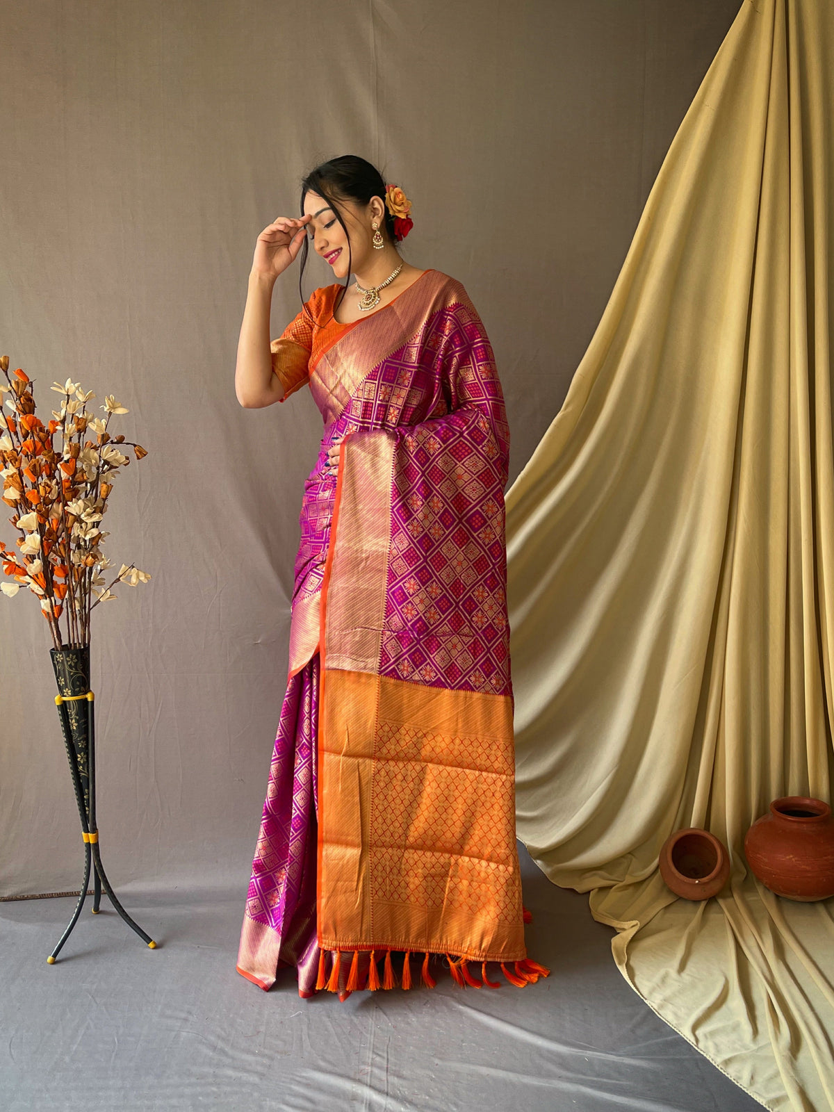 Patan Patola Woven Purple Clothsvilla Main image