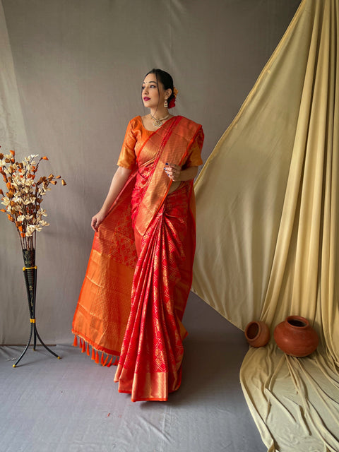 Patan Patola Woven Red Clothsvilla Main image
