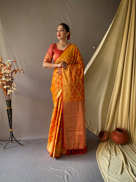 Patan Patola Woven Yellow Clothsvilla Main image