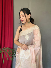Load image into Gallery viewer, Saanvi Cotton Rose Gold Woven Saree Pastel Pink Clothsvilla