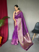 Load image into Gallery viewer, Kalindi Soft Silk Checks Woven Saree Purple Jam Clothsvilla