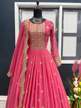 Load image into Gallery viewer, Designer Pink Color Embroidery Work Gown Clothsvilla