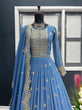 Load image into Gallery viewer, Designer Sky Blue Color Embroidery Work Gown Clothsvilla
