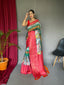 Shrikala Gala Chevron Kalamkari Printed Woven Saree Dark Green Clothsvilla