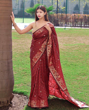 Load image into Gallery viewer, Suhani Soft Silk Saree with Floral Woven Border and Pallu Brown Clothsvilla