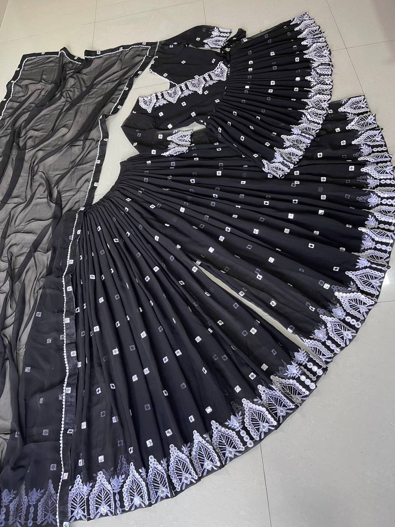 Fancy Black Color Mirror Work Sharara Suit Clothsvilla