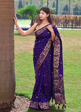 Load image into Gallery viewer, Suhani Silk Saree with Floral Border and Pallu Violet Clothsvilla