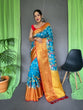 Load image into Gallery viewer, Shrikala Gala Bandhej Kalamkari Printed Woven Saree Eastern Blue Clothsvilla