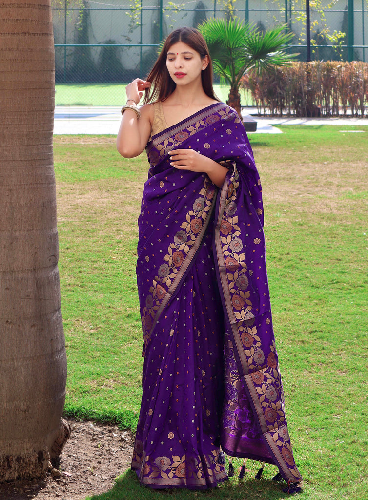 Hot Purple Soft Silk Saree With Blouse | Soft silk sarees, Silk sarees,  Saree