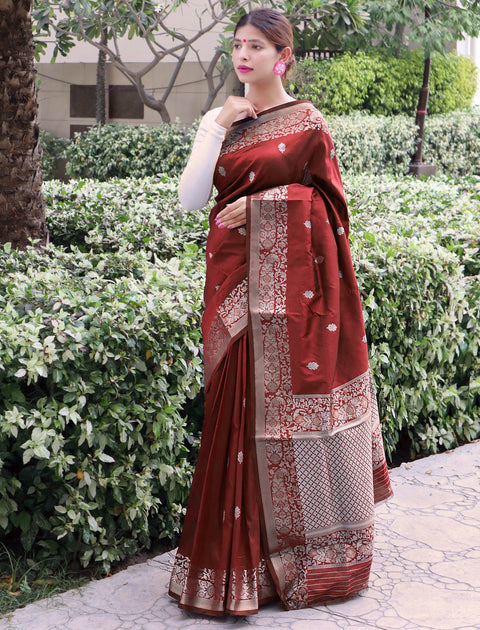 Soft Silk Woven Maroon Brown Clothsvilla Main image