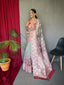 Shadow Green with Lavender Banarasi Silk Dual Tone Floral Printed Woven Saree Clothsvilla