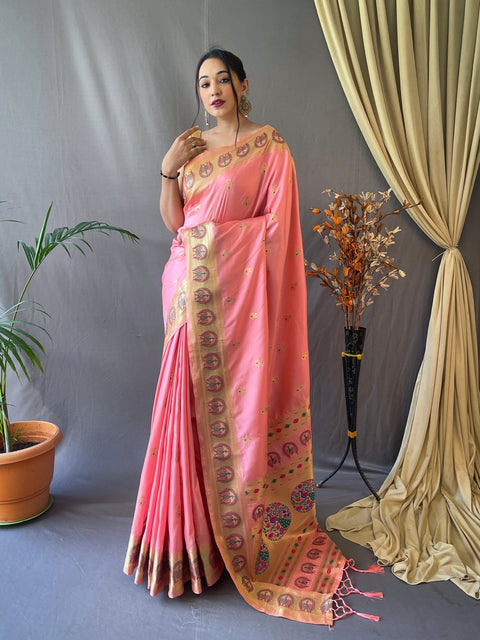 Paithani Silk Vol. 3 Woven Saree Pastel Pink Clothsvilla Main image