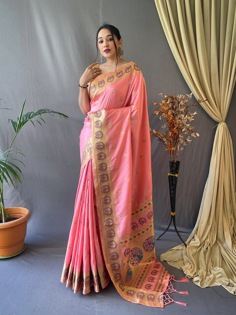 Paithani Silk Vol. 3 Woven Saree Pastel Pink Clothsvilla