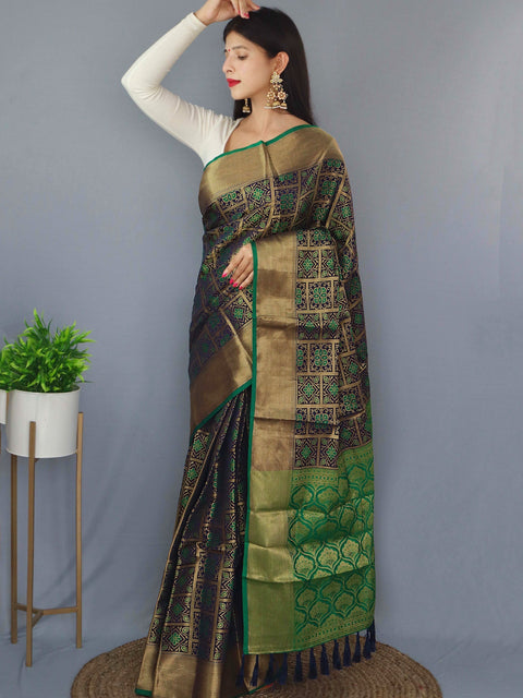 Patola Silk N.Blue with Green Clothsvilla Main image