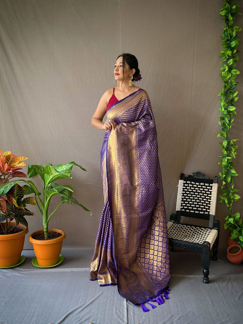 Pure Kanjeevaram Silk #2 Violet Clothsvilla Main image