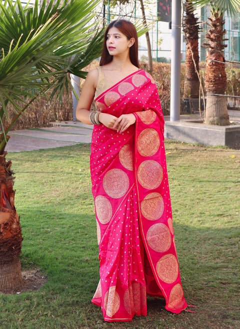 Rajkumarika Soft Silk Annam Woven Saree Pink Clothsvilla Main image