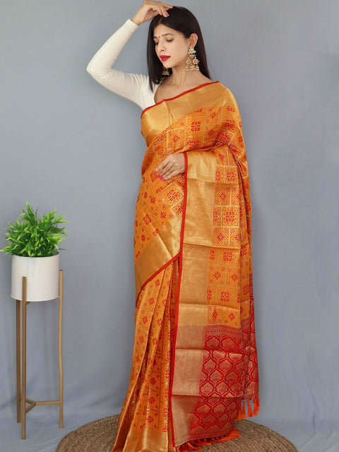 Patola Silk Yellow with Pink Clothsvilla Main image