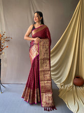 Load image into Gallery viewer, Suhasini Soft Silk Woven Saree Maroon Brown Clothsvilla