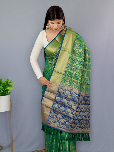 Patola Silk Green with N.Blue Clothsvilla Main image