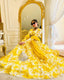 Digital Printed Yellow Color Georgette Gown With Belt Clothsvilla