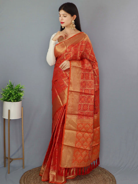 Patola Silk Red with Orange Clothsvilla Main image