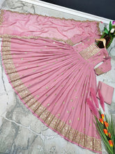 Load image into Gallery viewer, Designer Light Pink Embroidery Work Gown Clothsvilla