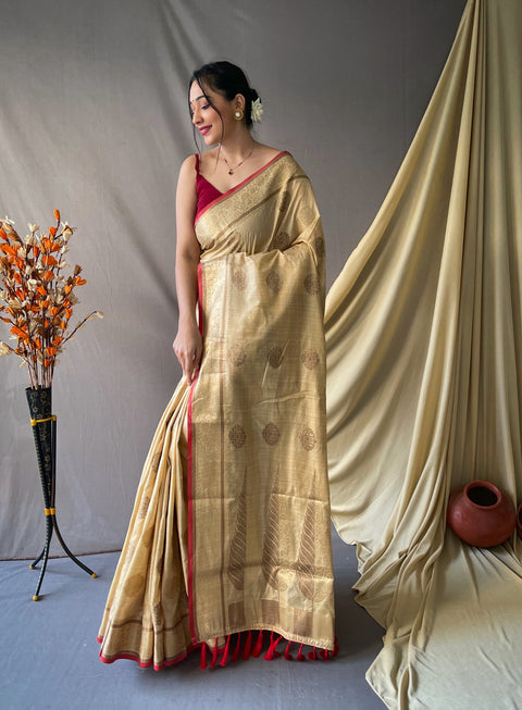 Kasturi Cotton Woven Saree Ivory Clothsvilla Main image