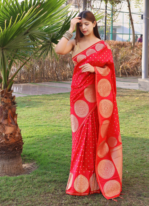 Rajkumarika Soft Silk Annam Woven Saree Red Clothsvilla Main image