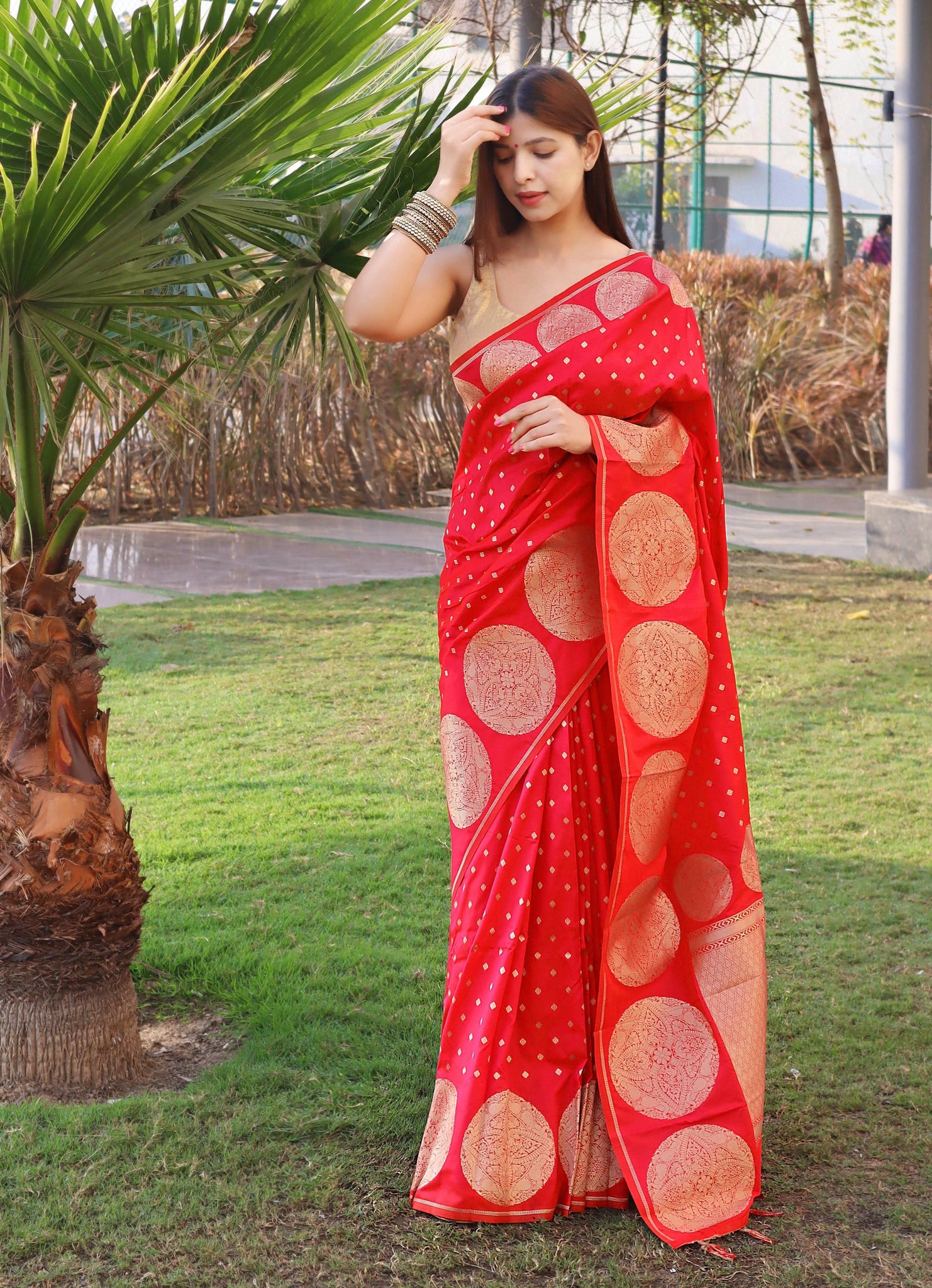 Red Saree in Soft Silk For Women - Clothsvilla