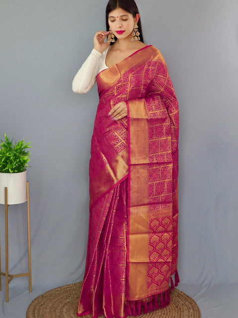 Patola Silk Pink with Orange Clothsvilla Main image