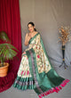 Load image into Gallery viewer, Ivory Saree in Banarasi Silk Contrast Woven with Kalamkari Prints Clothsvilla