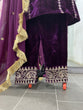 Load image into Gallery viewer, Wine Velvet Cording Embroidery Work Salwar Suit Clothsvilla