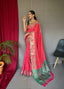 Rangeen Patola Contrast Woven Silk Saree Light Pink Clothsvilla