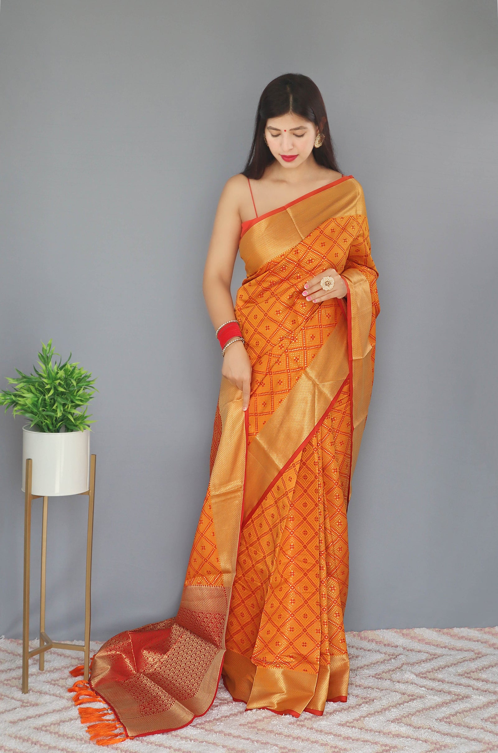 Bandhej Patola Woven Mustard Clothsvilla