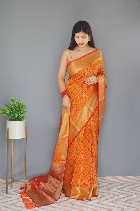 Bandhej Patola Woven Mustard Clothsvilla Main image