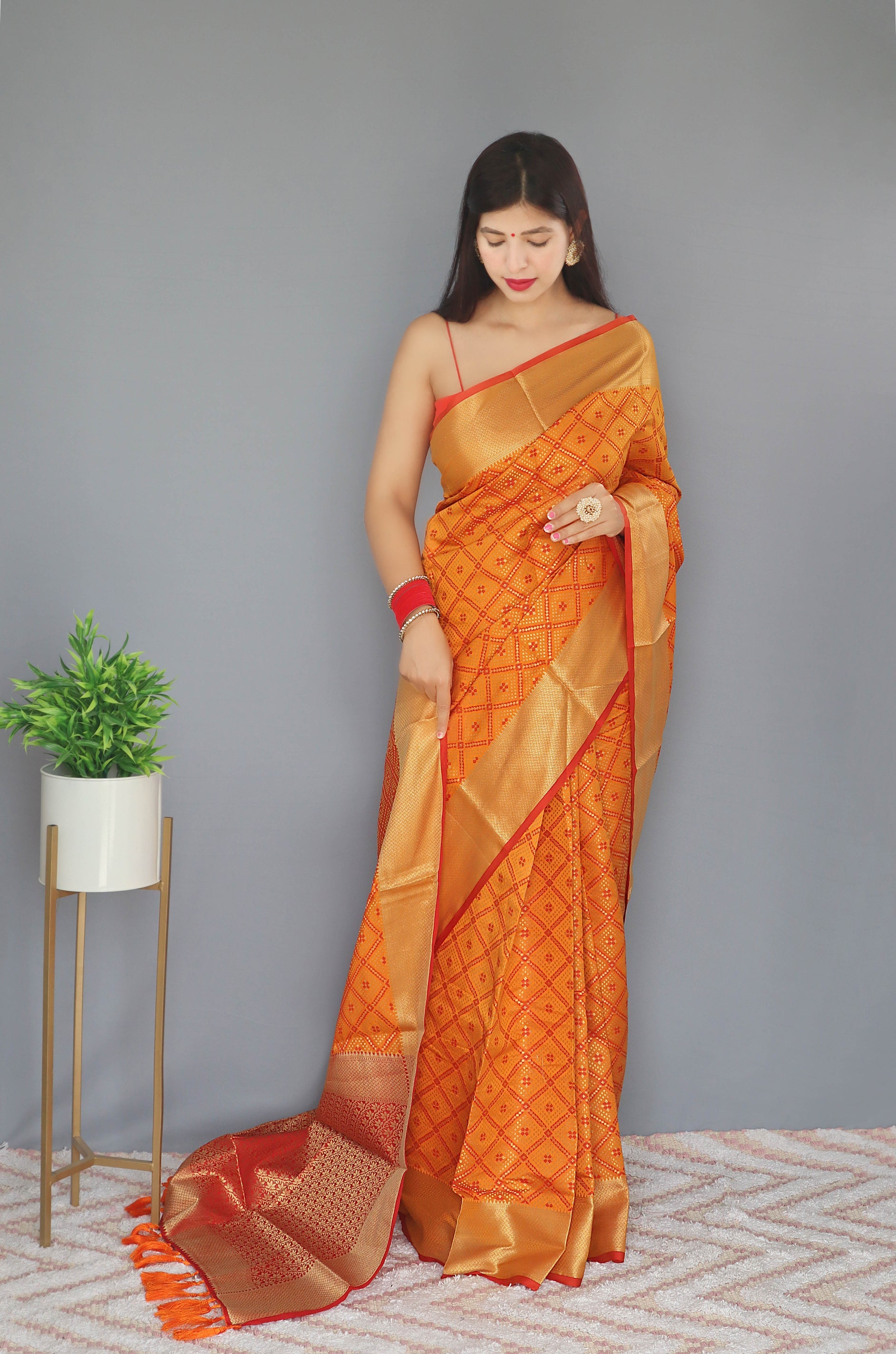 Bandhej Patola Woven Mustard Clothsvilla