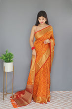 Load image into Gallery viewer, Bandhej Patola Woven Mustard Clothsvilla