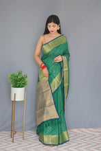 Load image into Gallery viewer, Bandhej Patola Woven Green Clothsvilla